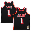 MATTH M.Heat #1 Chris Bosh Mitchell & Ness Black 2013-14 Hardwood Classics Swingman Jerseys