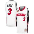 MATTH M.Heat #3 Dwyane Wade Mitchell & Ness White Hall of Fame Class of 2023 Throwback Swingman Jerseys