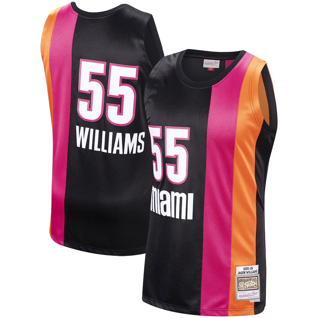 MATTH M.Heat #55 Jason Williams Mitchell & Ness Black 2005-2006 Hardwood Classics Swingman Jerseys