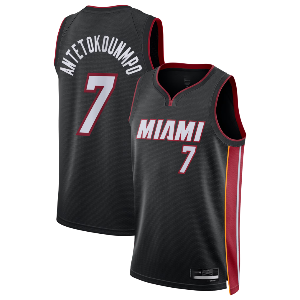 MATTH M.Heat #7 Giannis Antetokounmpo Black Swingman Jerseys - Icon Edition