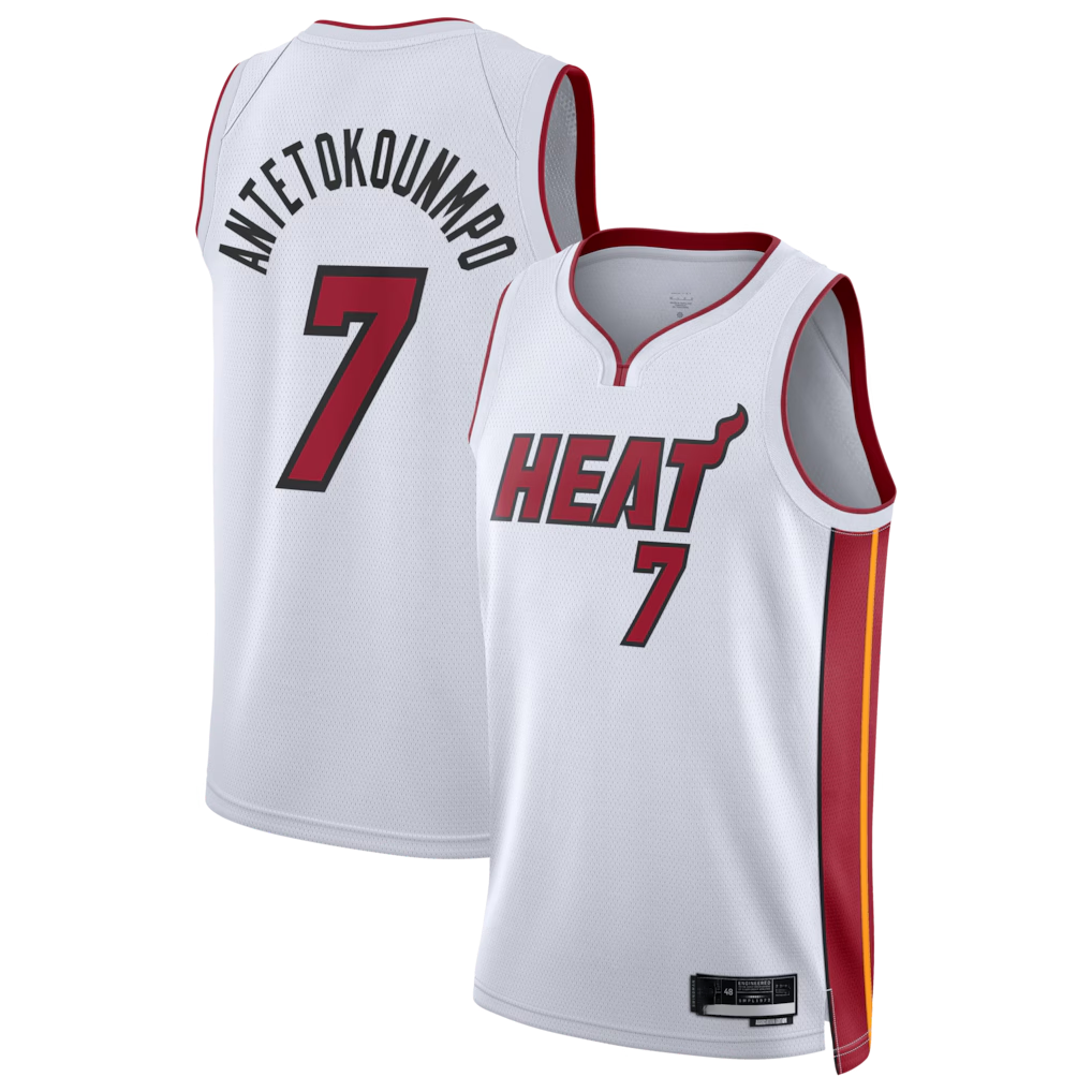 MATTH M.Heat #7 Giannis Antetokounmpo White Swingman Jerseys - Association Edition
