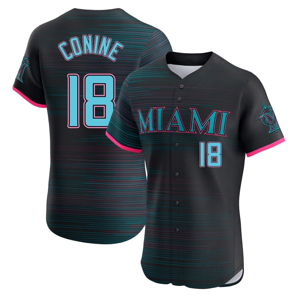 MATTH M.Marlins #18 Griffin Conine Player Black City Connect Home Limited Elite Stitched Jerseys