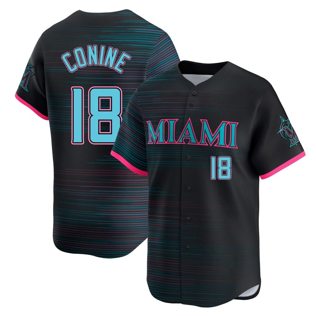 MATTH M.Marlins #18 Griffin Conine Player Black City Connect Home Limited Stitched Jerseys