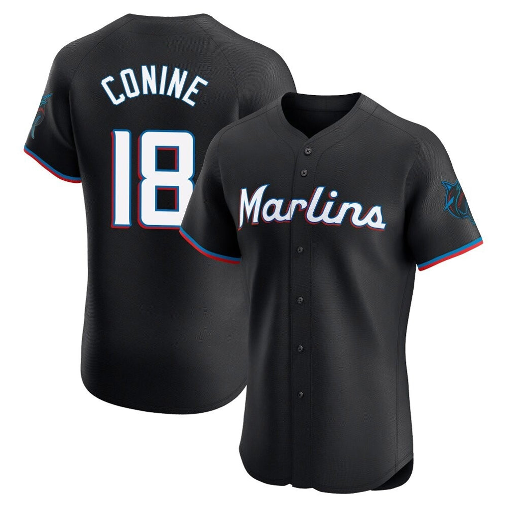 MATTH M.Marlins #18 Griffin Conine Player Black Vapor Home Limited Elite Stitched Jerseys