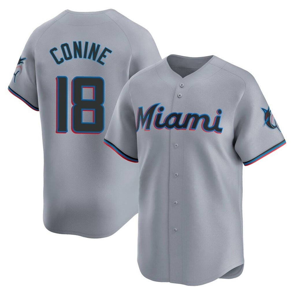 MATTH M.Marlins #18 Griffin Conine Player Gray Home Limited Stitched Jerseys