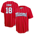MATTH M.Marlins #18 Griffin Conine Player Red City Connect Home Game Stitched Jerseys