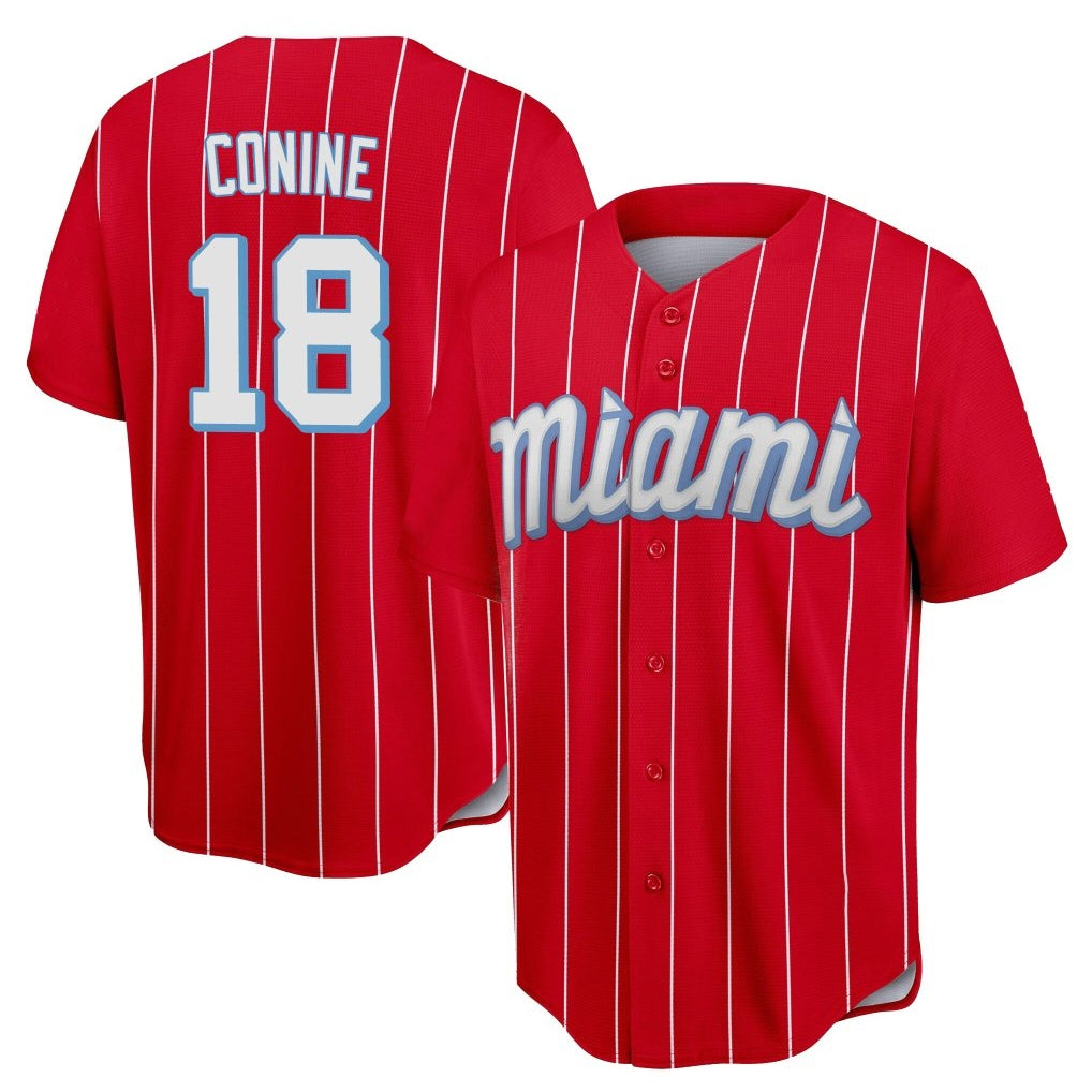 MATTH M.Marlins #18 Griffin Conine Player Red City Connect Home Game Stitched Jerseys