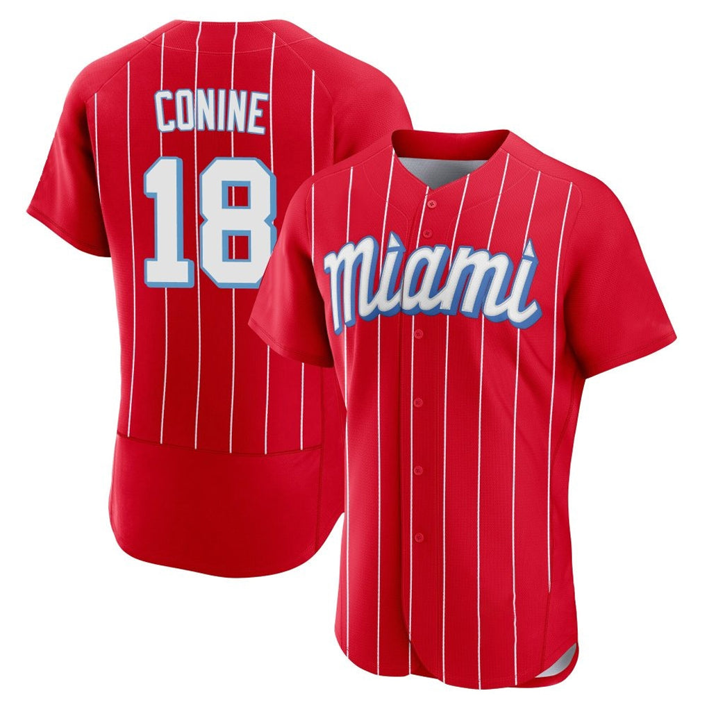 MATTH M.Marlins #18 Griffin Conine Player Red City Connect Home Limited Elite Stitched Jerseys