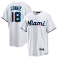 MATTH M.Marlins #18 Griffin Conine Player White Home Game Stitched Jerseys