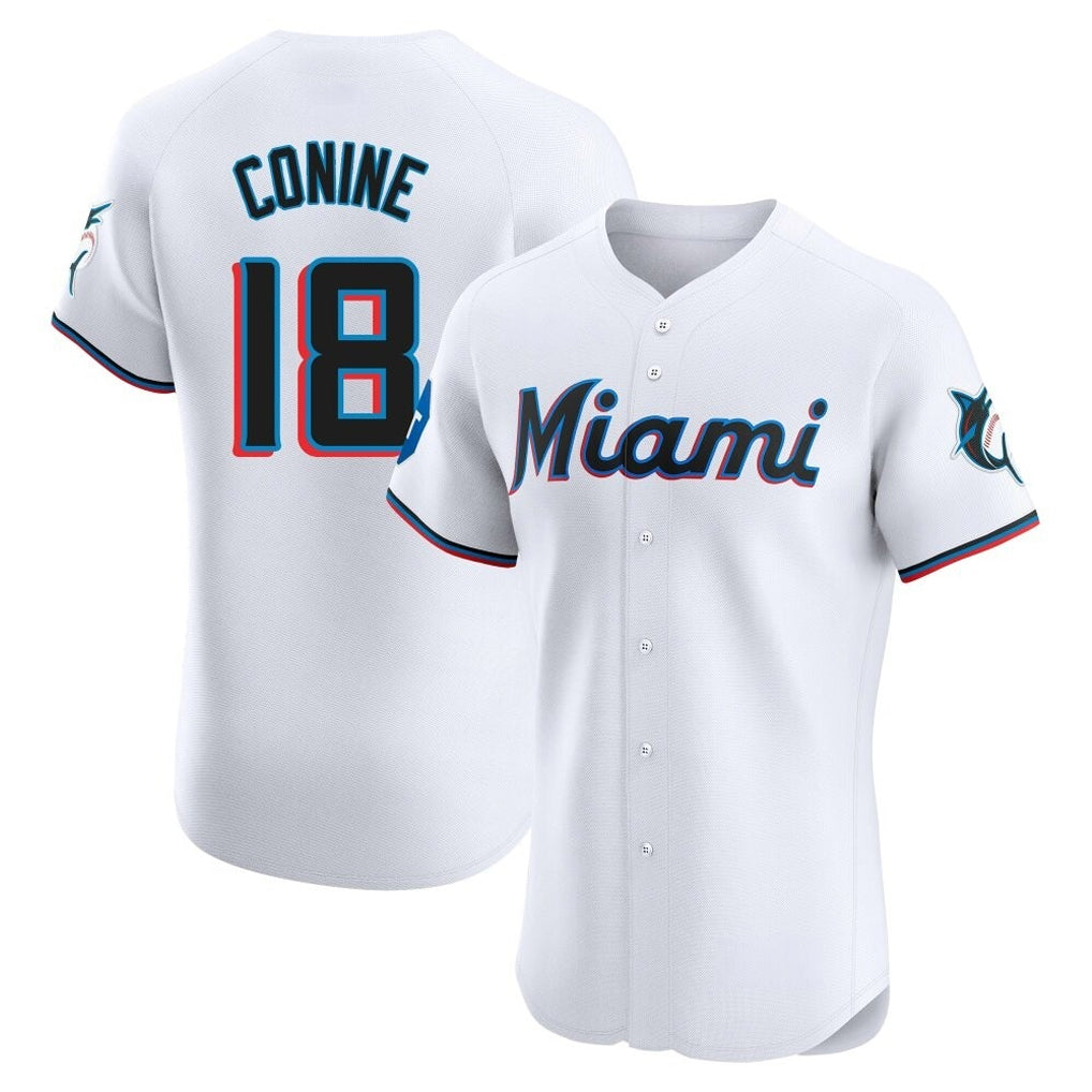 MATTH M.Marlins #18 Griffin Conine Player White Home Limited Elite Stitched Jerseys