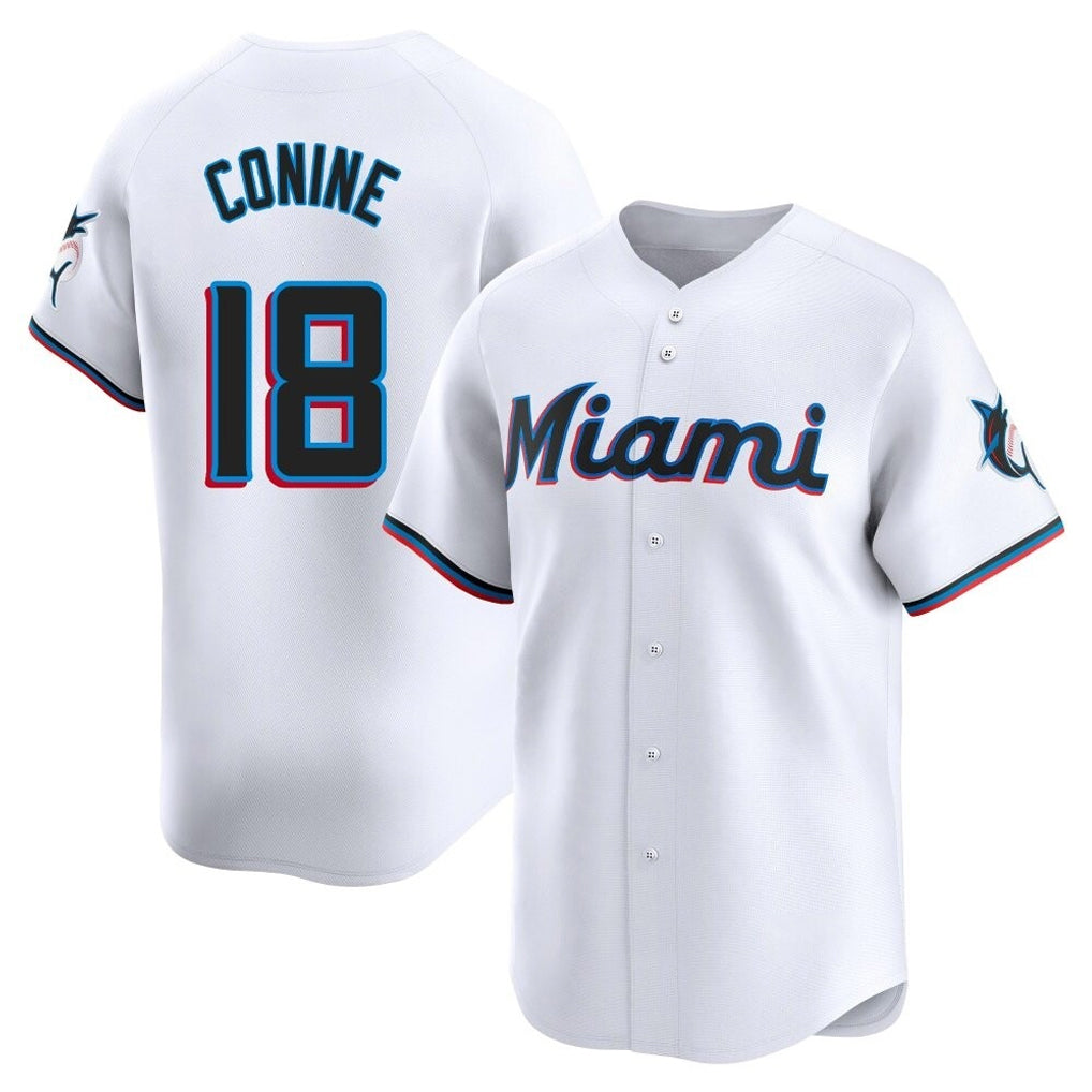 MATTH M.Marlins #18 Griffin Conine Player White Home Limited Stitched Jerseys