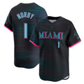 MATTH M.Marlins #1 Connor Norby Player Black City Connect Home Limited Stitched Jerseys