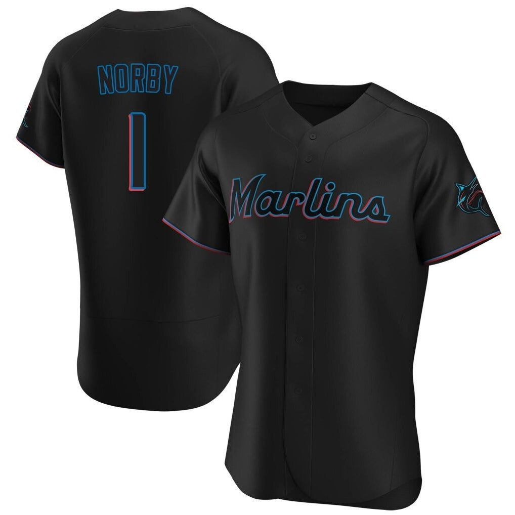 MATTH M.Marlins #1 Connor Norby Player Black Home Limited Elite Stitched Jerseys