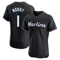 MATTH M.Marlins #1 Connor Norby Player Black Vapor Home Limited Elite Stitched Jerseys