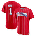 MATTH M.Marlins #1 Connor Norby Player Red City Connect Home Limited Elite Stitched Jerseys