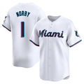 MATTH M.Marlins #1 Connor Norby Player White Home Limited Stitched Jerseys