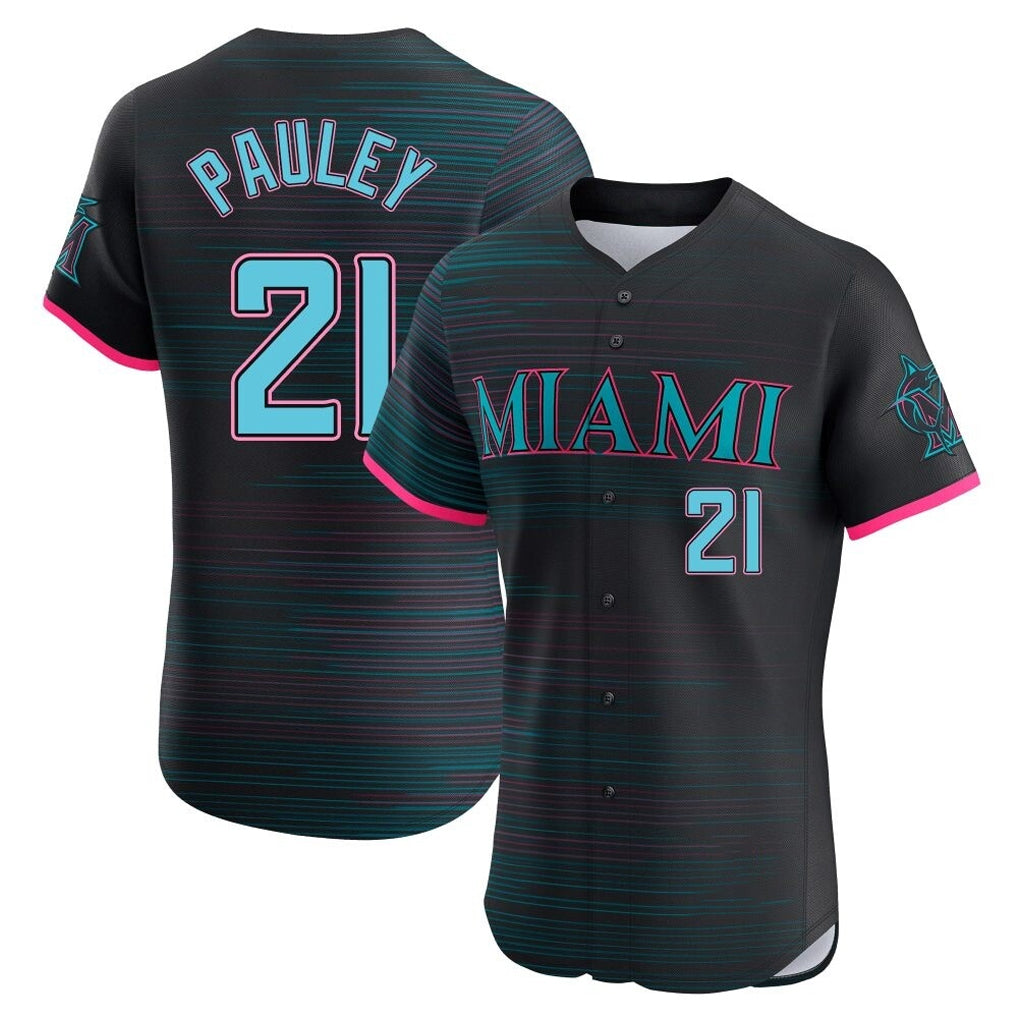MATTH M.Marlins #21 Graham Pauley Player Black City Connect Home Limited Elite Stitched Jerseys