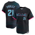 MATTH M.Marlins #21 Graham Pauley Player Black City Connect Home Limited Stitched Jerseys