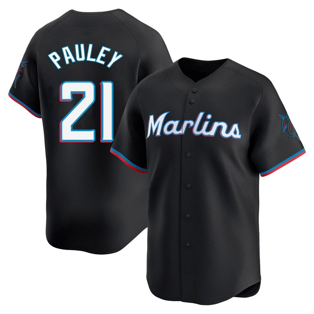 MATTH M.Marlins #21 Graham Pauley Player Black  Home Limited Stitched Jerseys