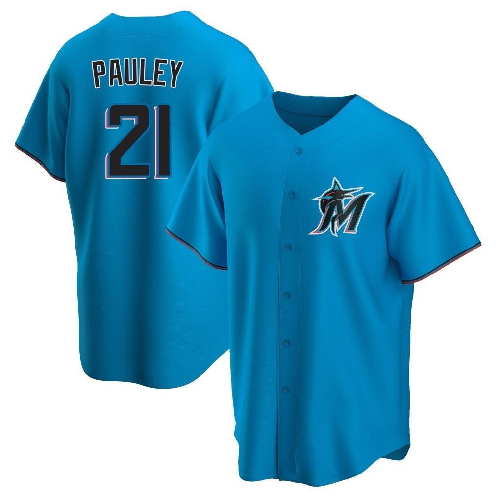 MATTH M.Marlins #21 Graham Pauley Player Blue Home Game Stitched Jerseys