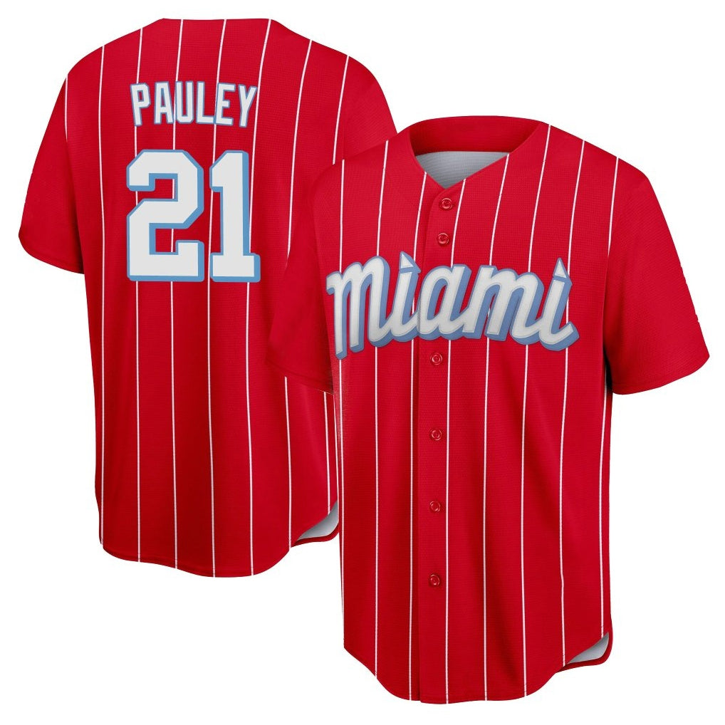 MATTH M.Marlins #21 Graham Pauley Player Red City Connect Home Game Stitched Jerseys