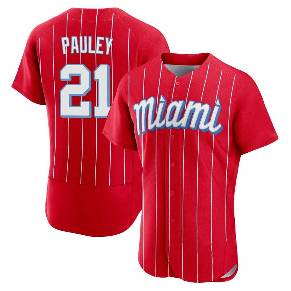 MATTH M.Marlins #21 Graham Pauley Player Red City Connect Home Limited Elite Stitched Jerseys