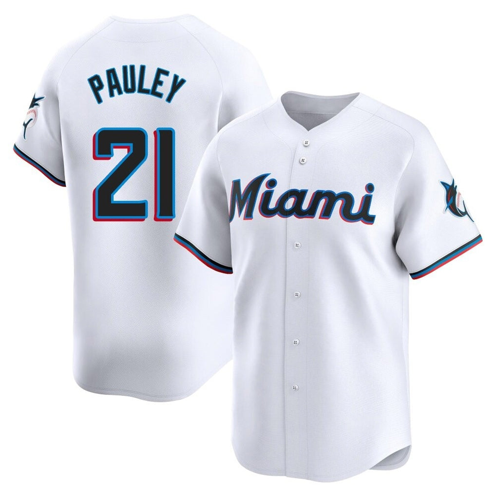 MATTH M.Marlins #21 Graham Pauley Player White  Home Limited Stitched Jerseys