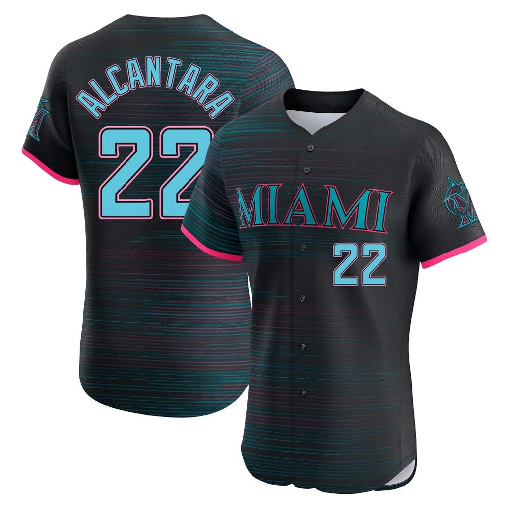 MATTH M.Marlins #22 Sandy Alcantara Player Black City Connect Home Limited Elite Stitched Jerseys