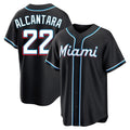 MATTH M.Marlins #22 Sandy Alcantara Player Black Fashion Out Home Game Stitched Jerseys