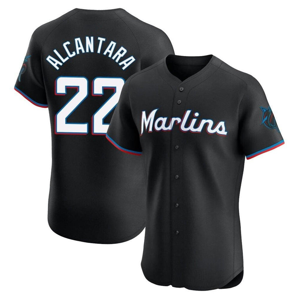 MATTH M.Marlins #22 Sandy Alcantara Player Black Vapor Home Limited Elite Stitched Jerseys