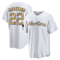 MATTH M.Marlins #22 Sandy Alcantara Player Gold Home Game Stitched Jerseys