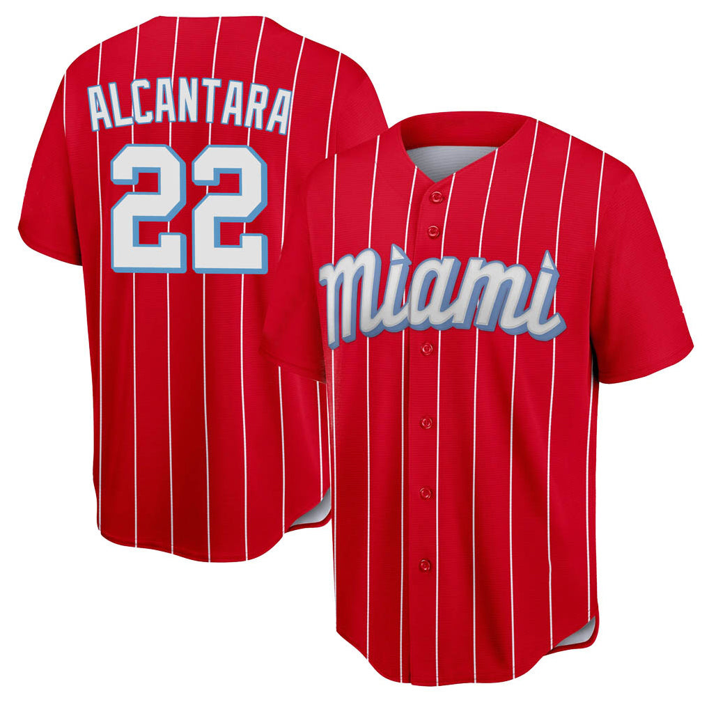 MATTH M.Marlins #22 Sandy Alcantara Player Red City Connect Home Game Stitched Jerseys