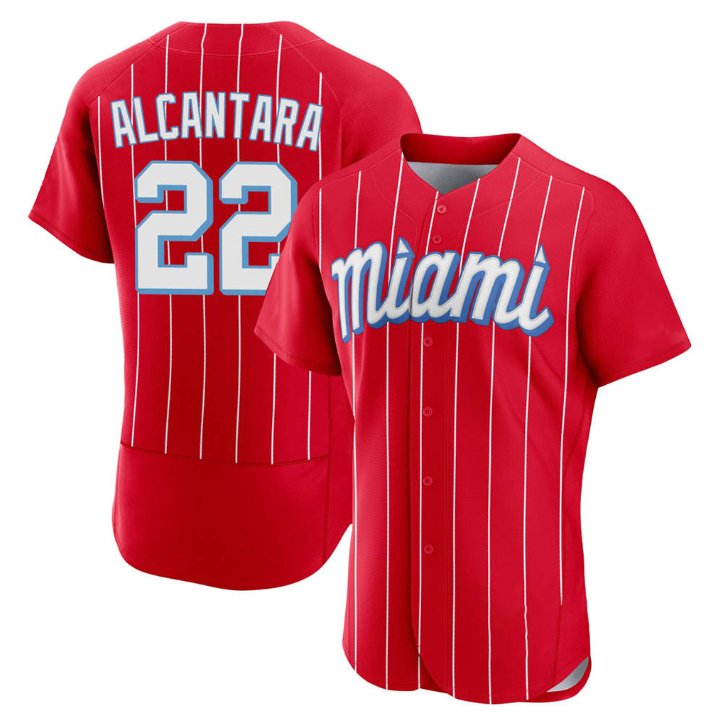 MATTH M.Marlins #22 Sandy Alcantara Player Red City Connect Home Limited Elite Stitched Jerseys