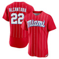 MATTH M.Marlins #22 Sandy Alcantara Player Red City Connect Home Limited Elite Stitched Jerseys