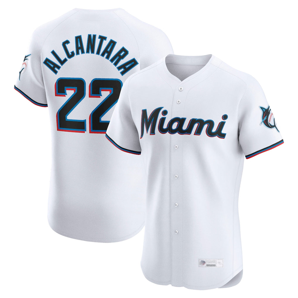 MATTH M.Marlins #22 Sandy Alcantara Player White  Home Limited Elite Stitched Jerseys