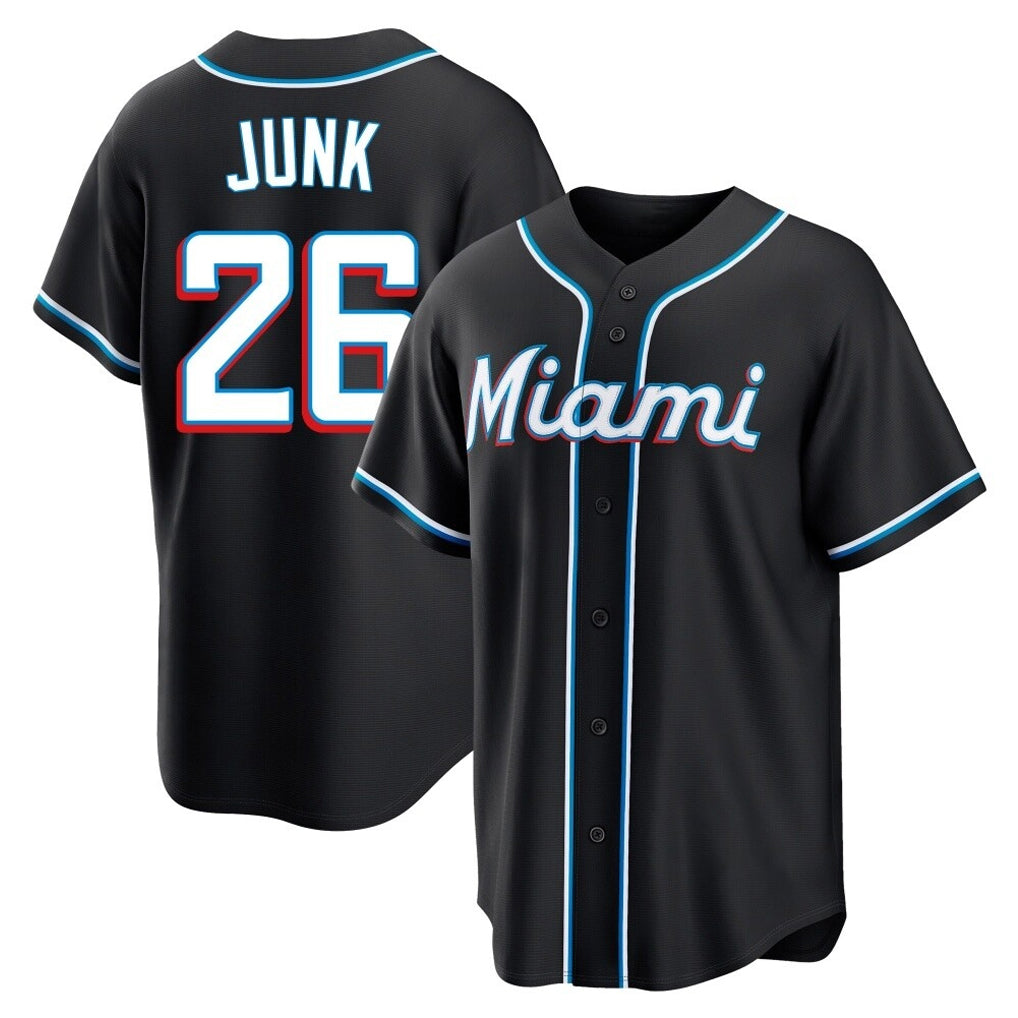 MATTH M.Marlins #26 Janson Junk Player Black Fashion Out Home Game Stitched Jerseys