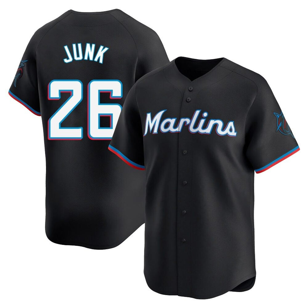 MATTH M.Marlins #26 Janson Junk Player Black Home Limited Stitched Jerseys