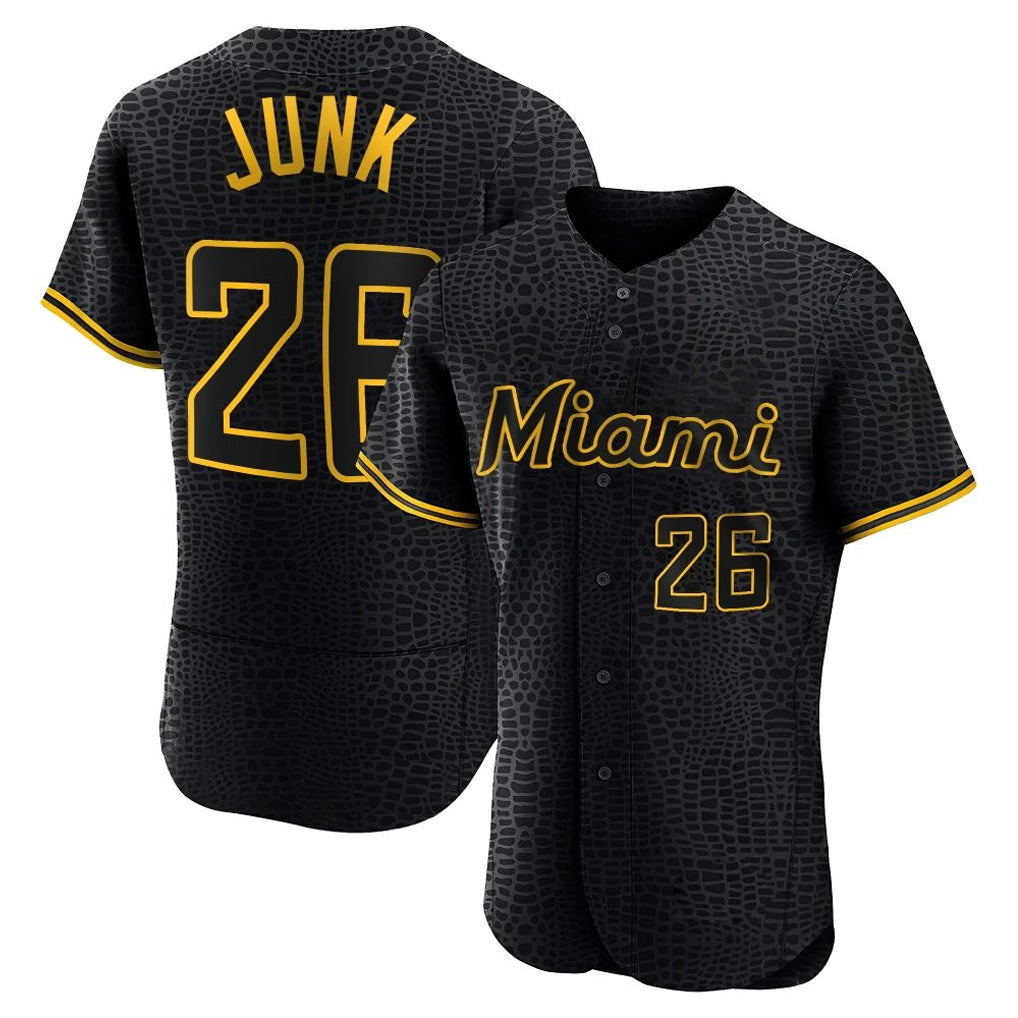 MATTH M.Marlins #26 Janson Junk Player Black Snake Skin City Home Limited Elite Stitched Jerseys
