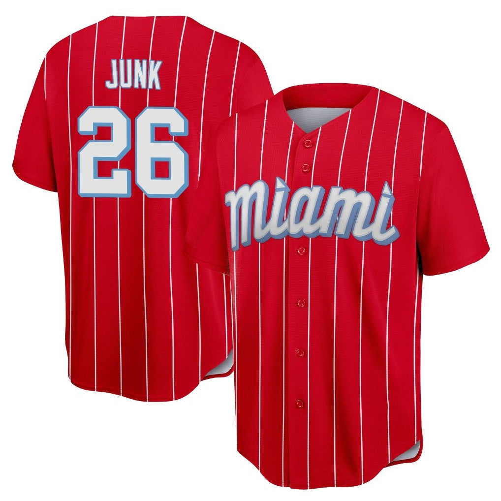 MATTH M.Marlins #26 Janson Junk Player Red City Connect Home Game Stitched Jerseys