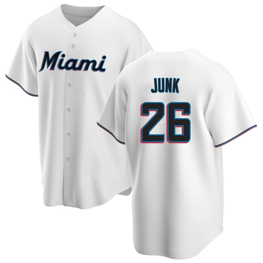 MATTH M.Marlins #26 Janson Junk Player White  Home Game Stitched Jerseys