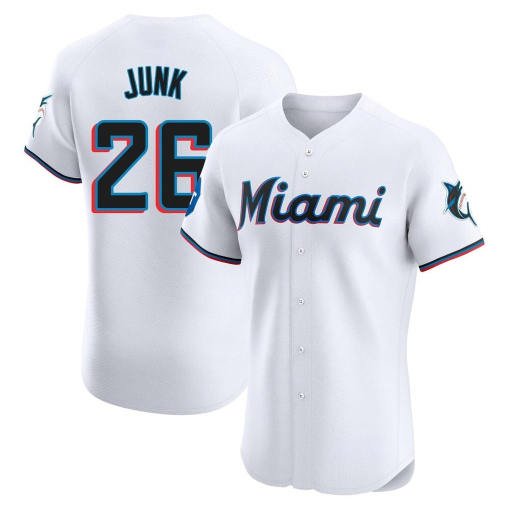MATTH M.Marlins #26 Janson Junk Player White Home Limited Elite Stitched Jerseys