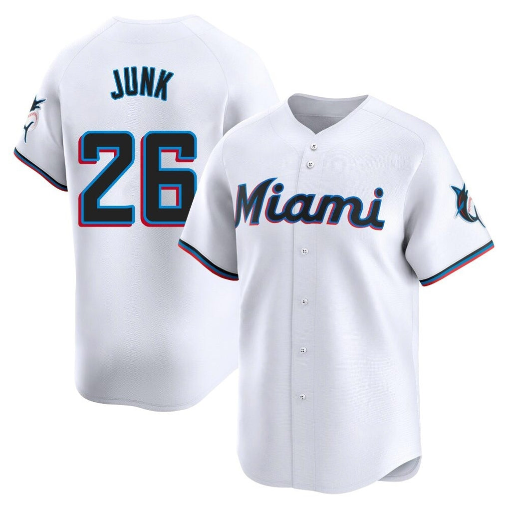MATTH M.Marlins #26 Janson Junk Player White Home Limited Stitched Jerseys