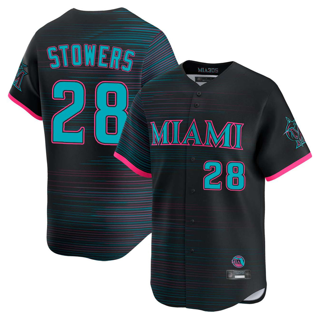 MATTH M.Marlins #28 Kyle Stowers Player Black City Connect Home Limited Stitched Jerseys