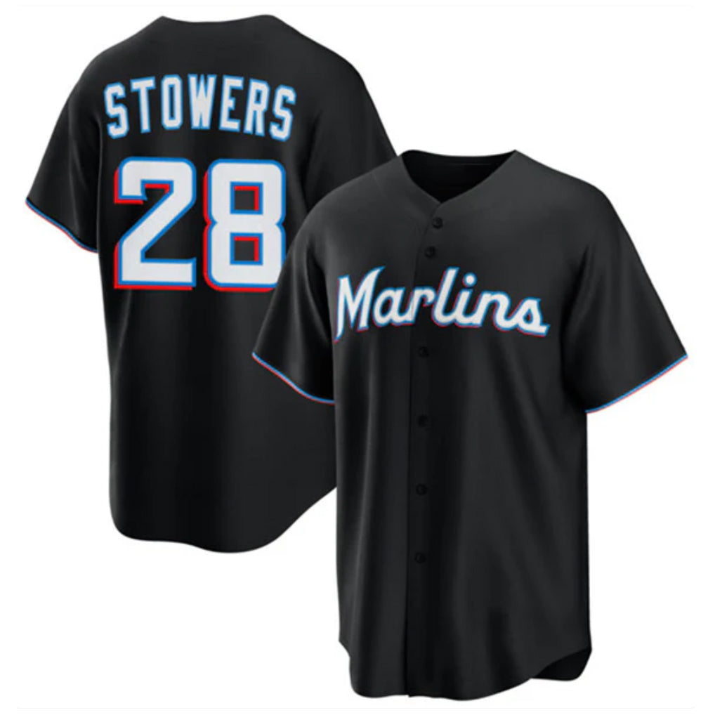 MATTH M.Marlins #28 Kyle Stowers Player Black  Home Game Stitched Jerseys