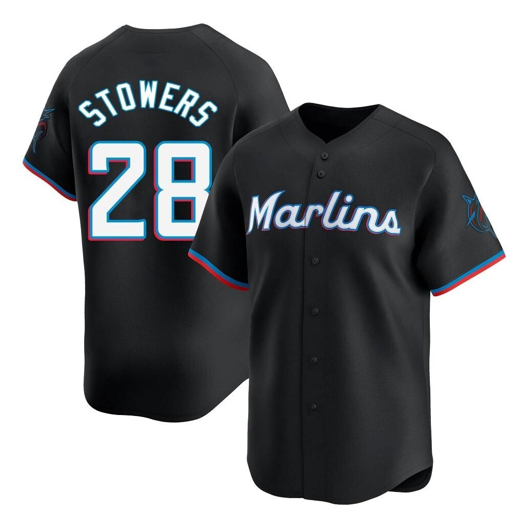 MATTH M.Marlins #28 Kyle Stowers Player Black Home Limited Stitched Jerseys