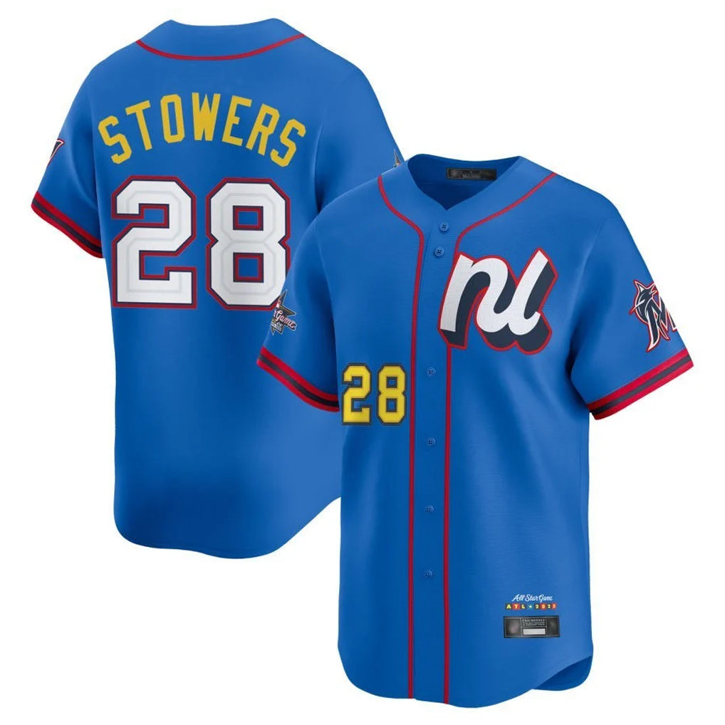 MATTH M.Marlins #28 Kyle Stowers Player Blue National League All-Star Game Limited Stitched Jerseys