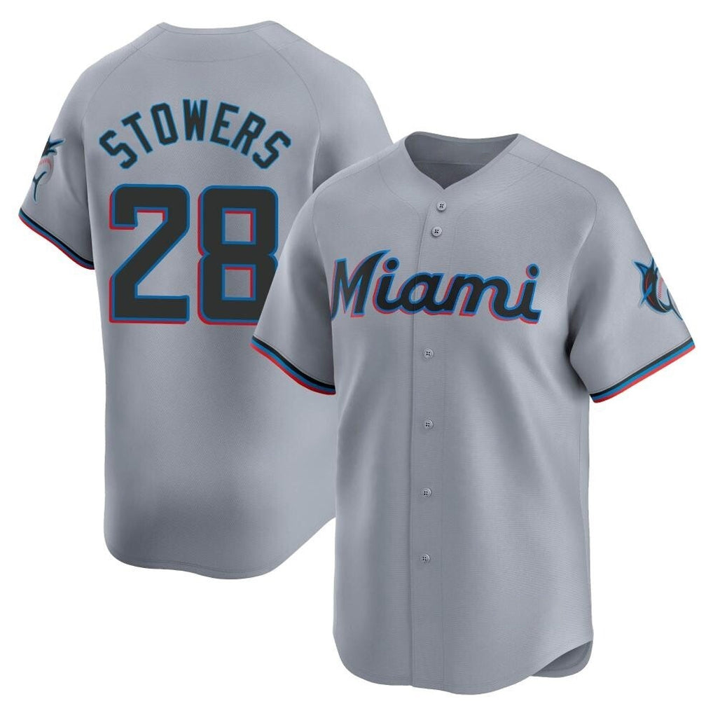MATTH M.Marlins #28 Kyle Stowers Player Gray Home Limited Stitched Jerseys