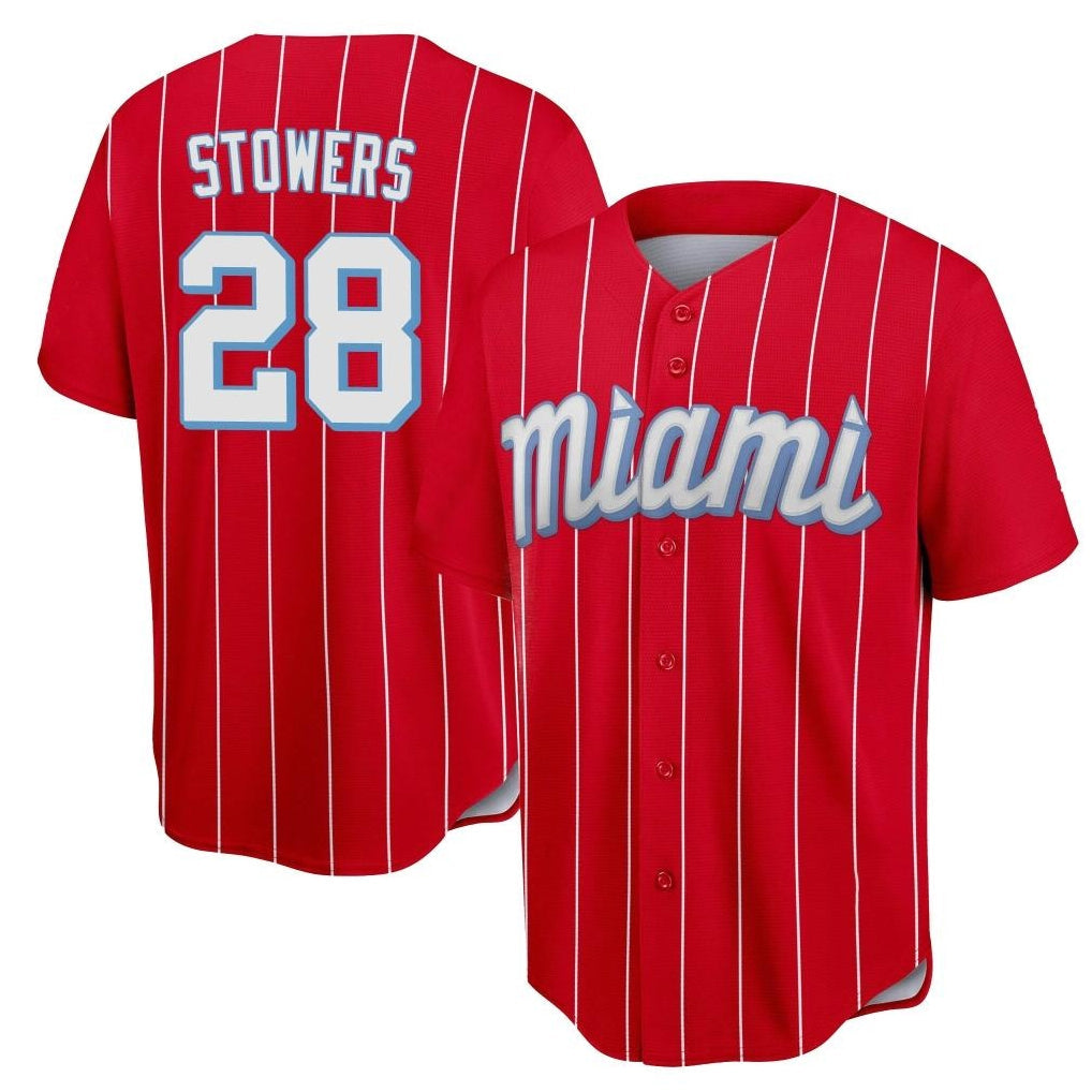 MATTH M.Marlins #28 Kyle Stowers Player Red City Connect Home Game Stitched Jerseys
