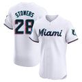 MATTH M.Marlins #28 Kyle Stowers Player White  Home Limited Elite Stitched Jerseys
