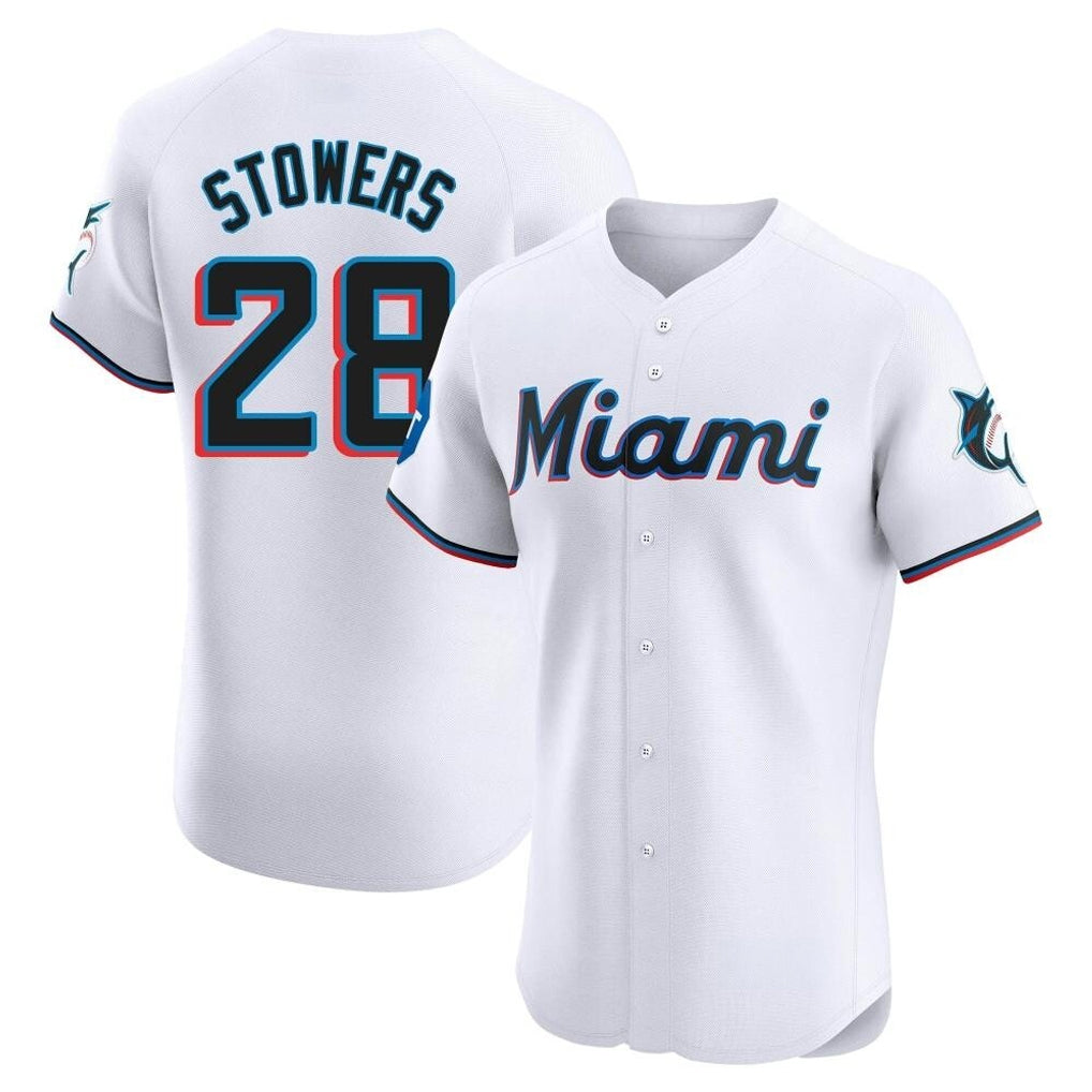 MATTH M.Marlins #28 Kyle Stowers Player White  Home Limited Elite Stitched Jerseys